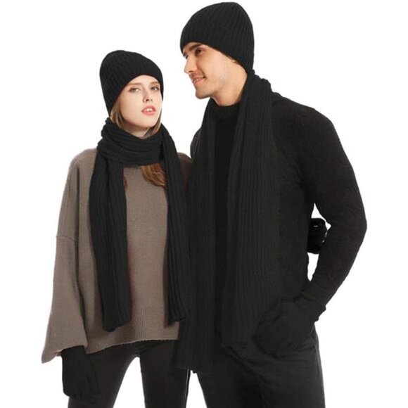 3-in-1 Thermal Winter Gear Set – Touchscreen Gloves, Ribbed Knit Scarf - Picture 2 of 8